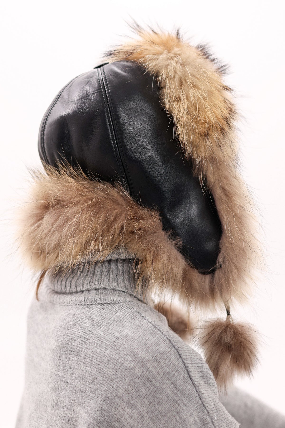 Genuine Racoon Fur Genuine Leather Hat