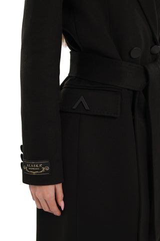 Alaska Longline Cashmere Wool Blend Coat in Black