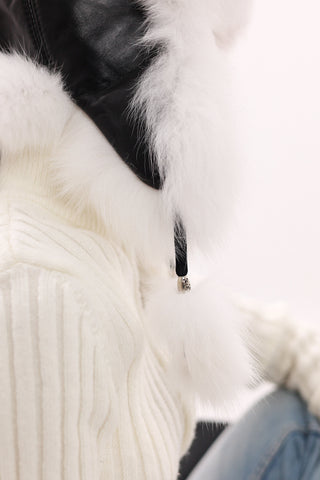 Genuine Polar Fox Fur Genuine Leather Hat