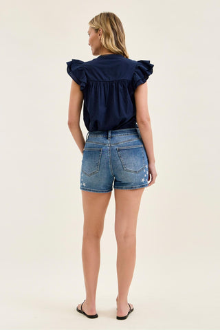 Judy Blue High Waist Star Splatter Slim Denim Short 150377