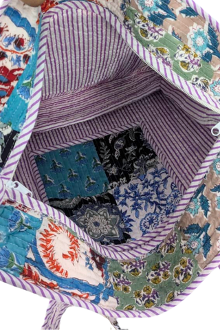 SC - ETA 7/30-8/13 Sadie Floral Patchwork Print Tote Bag - Glamourous Grace
