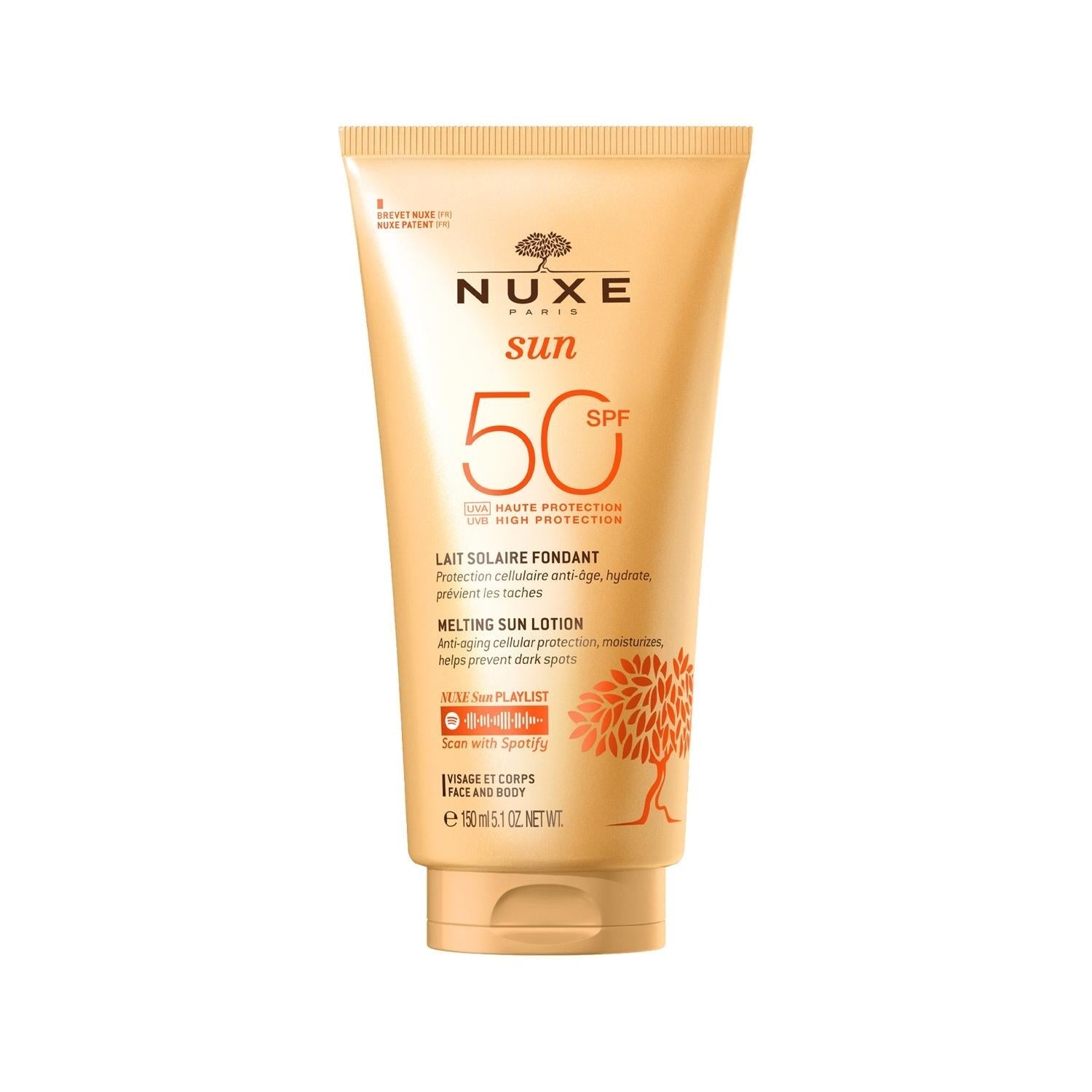 Nuxe Sun SPF50 Sunscreen Lotion: High UVA/UVB Protection, Hydrating & Water Resistant - Face & Body, Plant Based SPF 50, 5.07 fl oz - Glamourous Grace