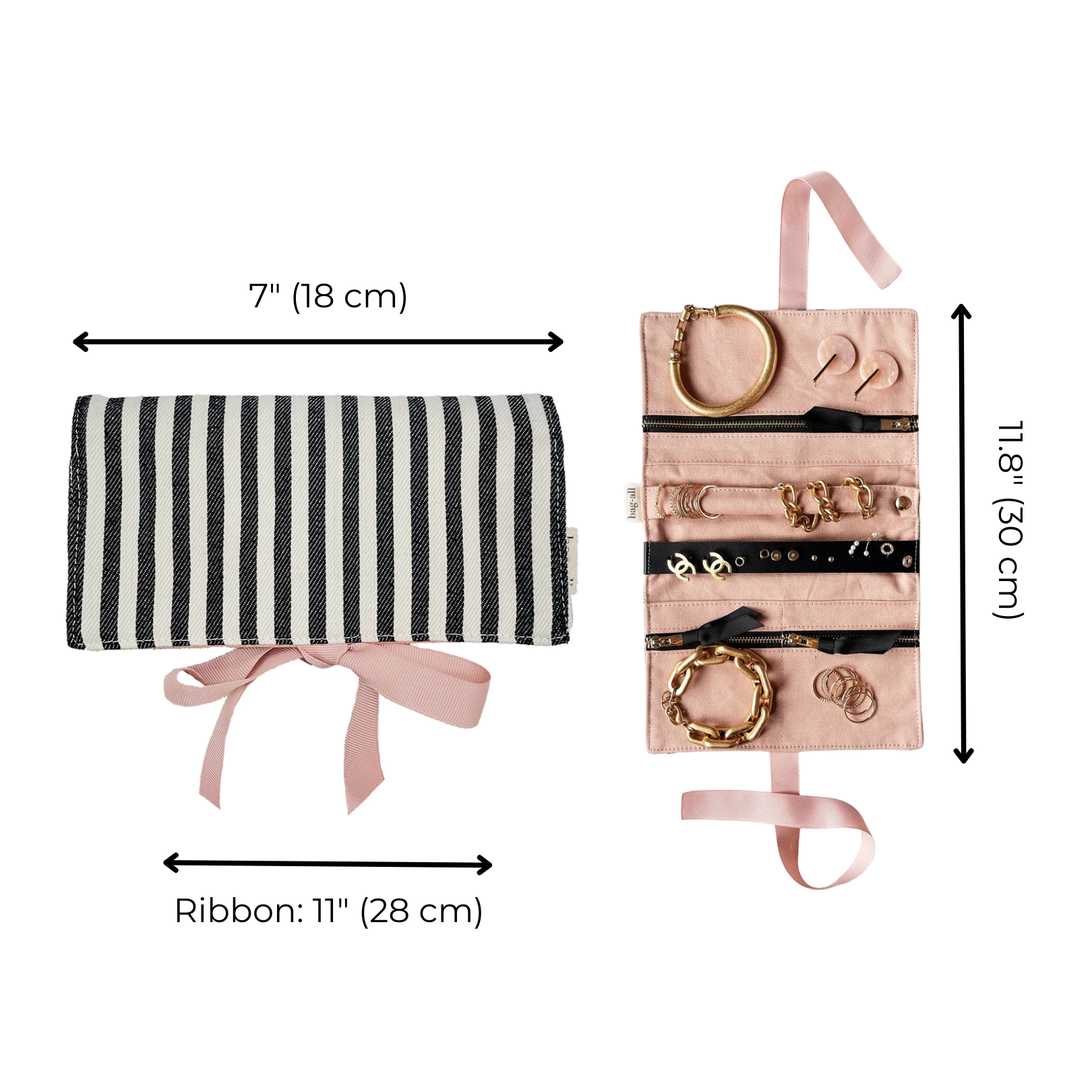 Couture Jewelry Roll, Medium – Striped - Glamourous Grace