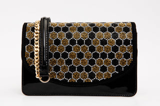 The Bolu Black Glitter Leather Handbag