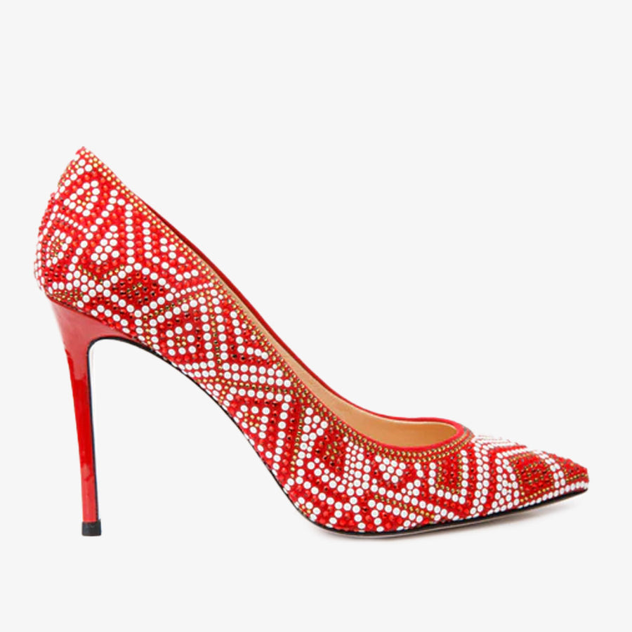 The Nampula Red Glitter Leather Pump Women Shoe - Glamourous Grace