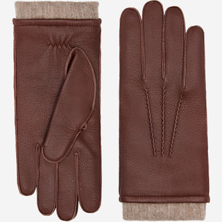 Vittoria (brown) - Italian gloves made of American deerskin leather with cashmere lining - Glamourous Grace