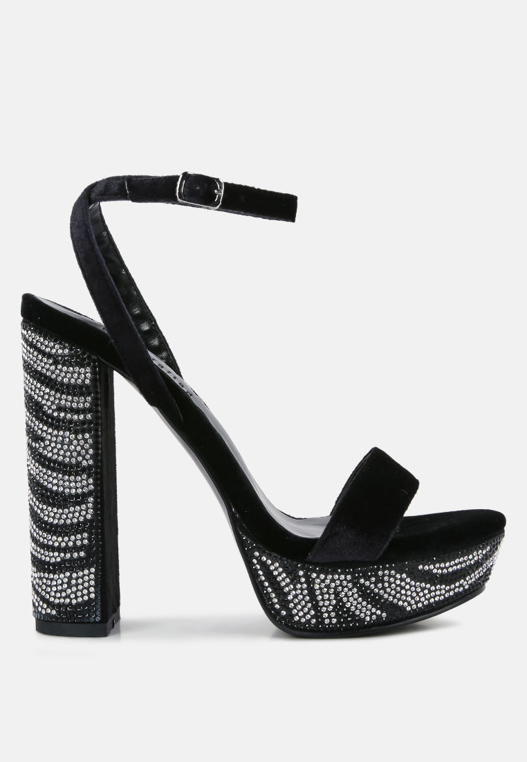 Zircon Rhinestone Patterned High Heel Sandals - Glamourous Grace