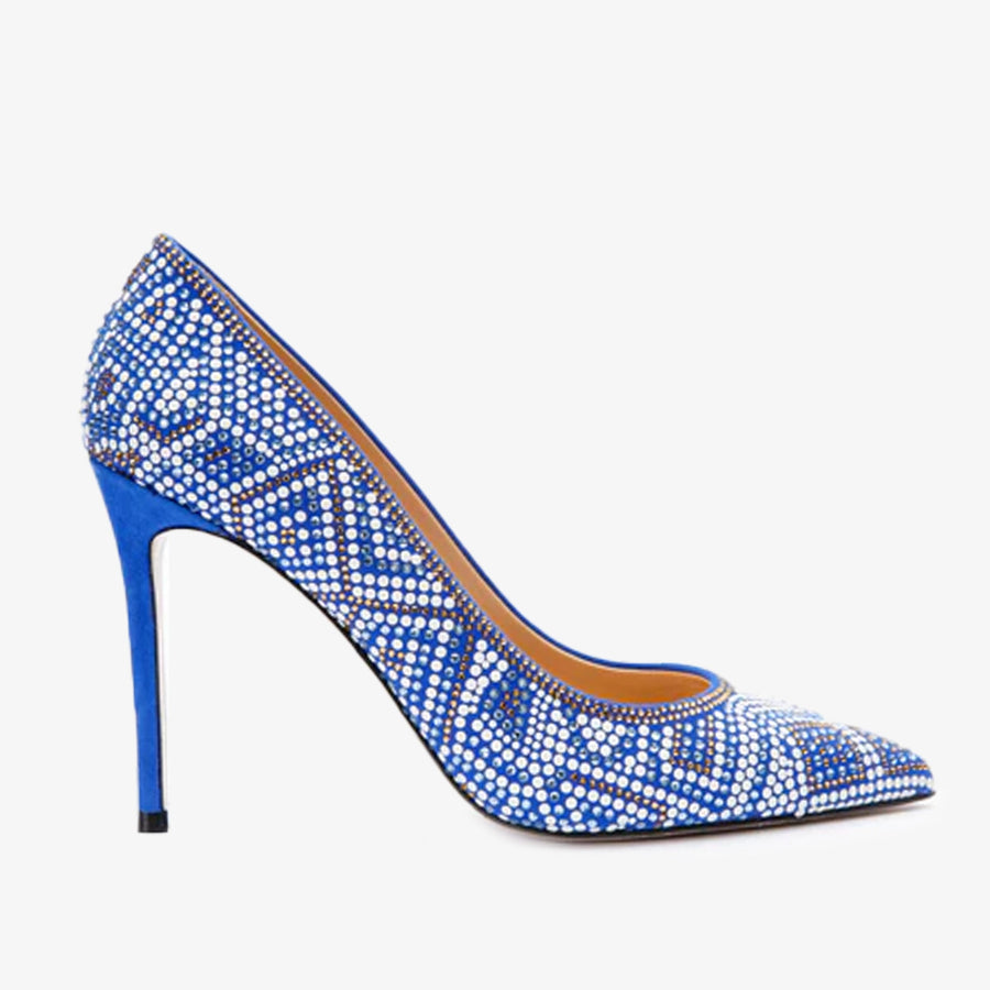 The Nampula Sax Blue Glitter Leather Pump Women Shoe - Glamourous Grace
