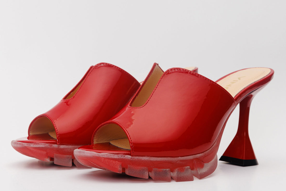 The Caratal Red Patent Leather Women Sandal - Glamourous Grace