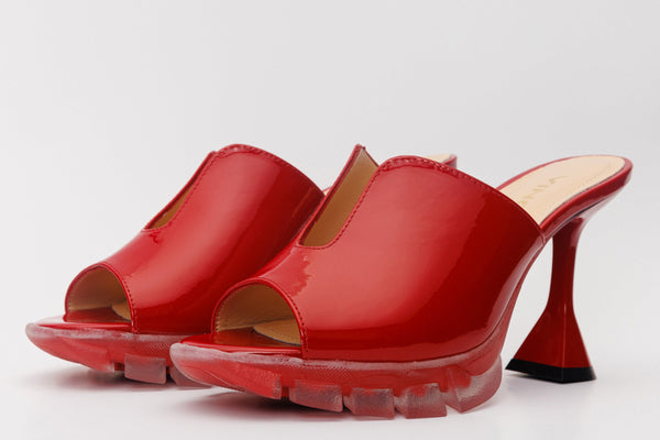 The Caratal Red Patent Leather Women Sandal - Glamourous Grace