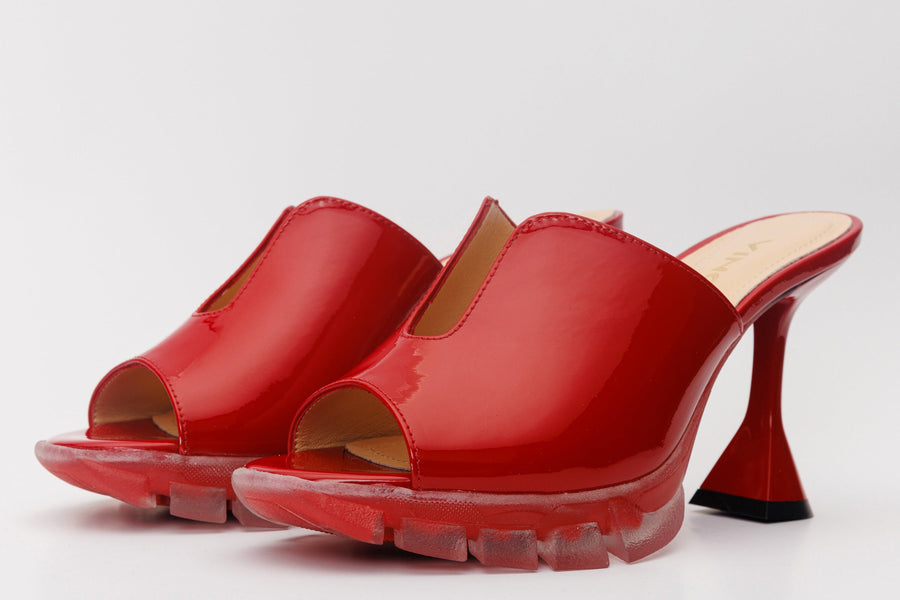 The Caratal Red Patent Leather Women Sandal - Glamourous Grace