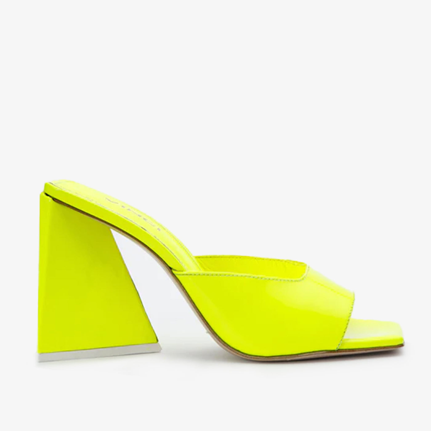 The Butterfly Block Heel Neon Yellow Patent Leather Sandal Final Sale! - Glamourous Grace