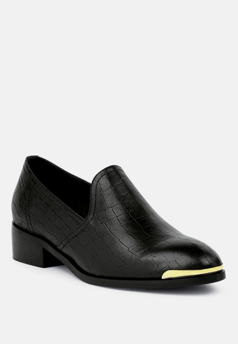 Lilliam Metal Highlight Casual Leather Loafers - Glamourous Grace