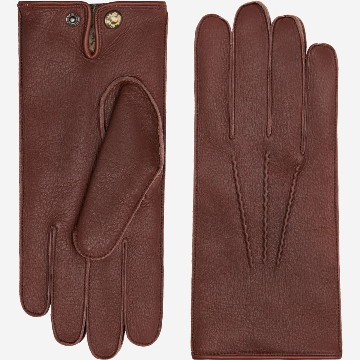Diego (brown) - Italian gloves made of American deerskin leather with rabbit fur lining - Glamourous Grace