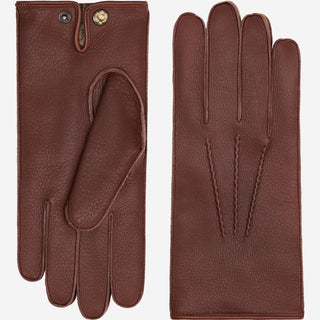 Diego (brown) - Italian gloves made of American deerskin leather with rabbit fur lining - Glamourous Grace