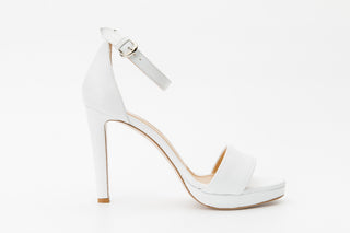 The Aksu White Leather Ankle Strap Women Sandal Final Sale! - Glamourous Grace