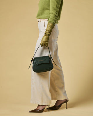 Ottavia (green) - Italian calf leather women's crossbody bag (with shoulder strap) - Glamourous Grace