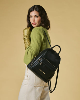 Martina (black) - Italian calf leather women's backpack - Glamourous Grace