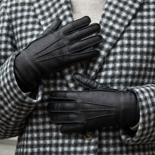 Vittoria (black) - Italian gloves made of American deerskin leather with cashmere lining - Glamourous Grace