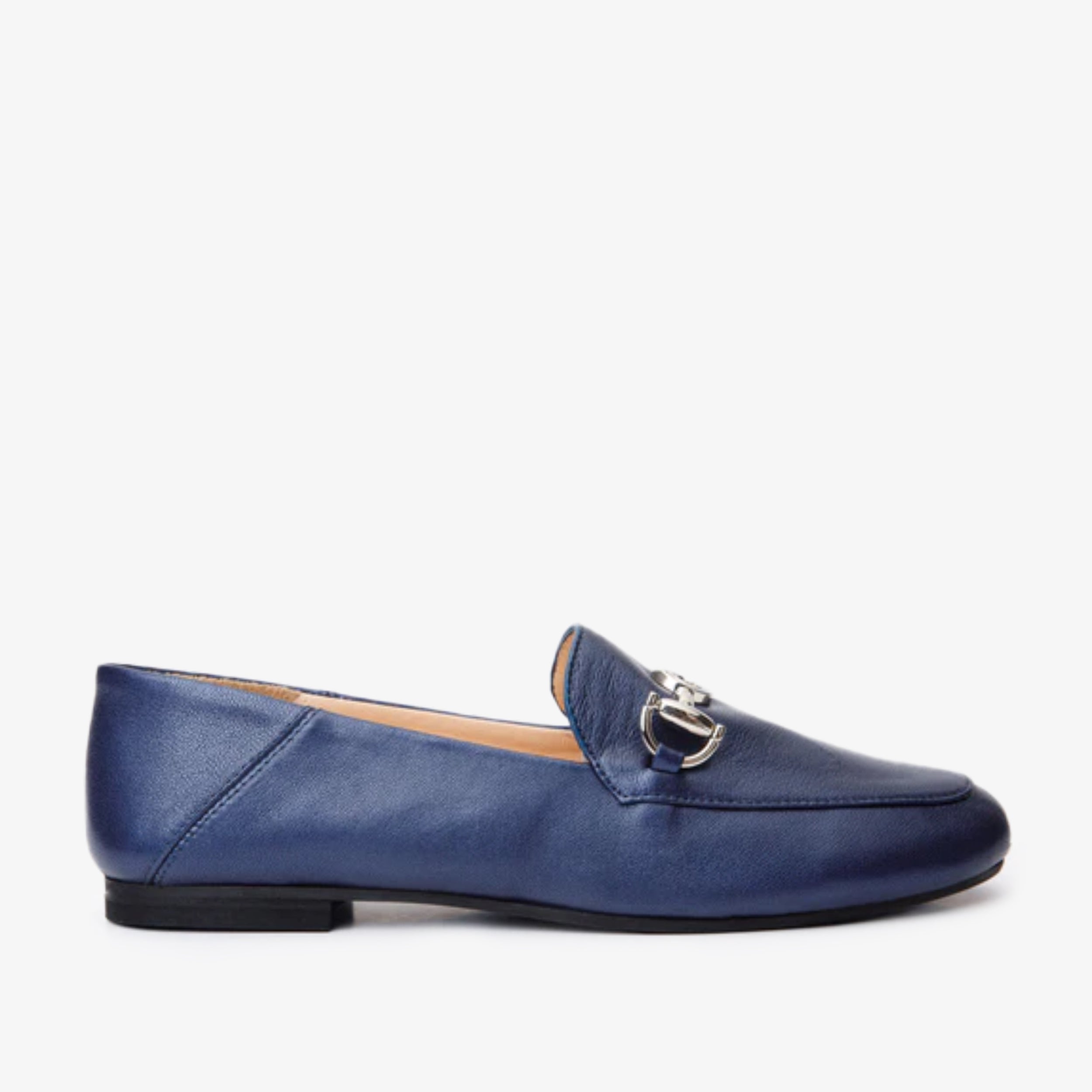 Luanda Navy Blue Leather Women Flat Shoe - Glamourous Grace