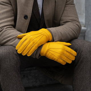 Matteo (yellow) - Italian gloves made of American deerskin leather with cashmere lining - Glamourous Grace