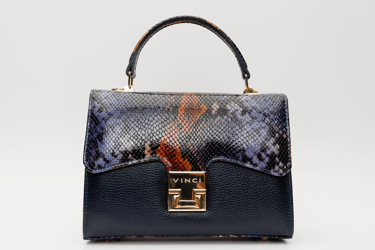 The Venezia Navy Blue Leather Handbag