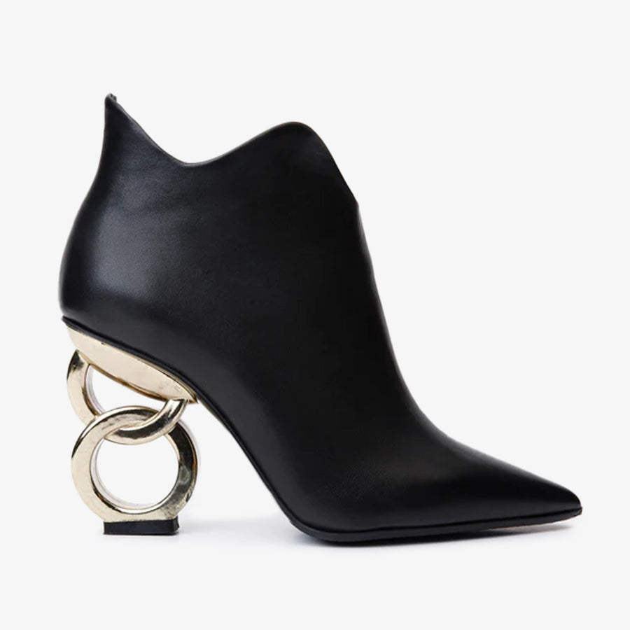 The Abriel Black Leather Ankle Women Boot - Glamourous Grace