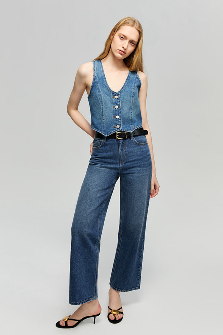 Blue Horizon Denim Vest HJ903 - Glamourous Grace