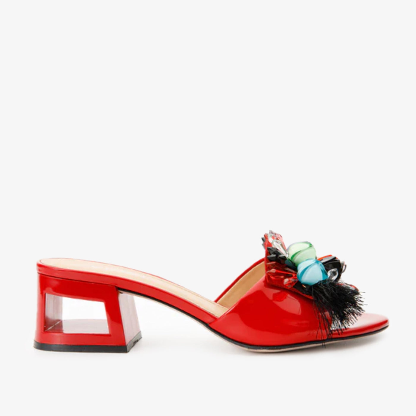 The Vigo Red Leather Block Heel Women Sandal - Glamourous Grace