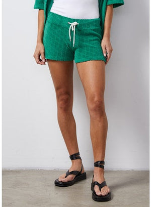 MONROW Diamond Terry Cloth Vintage Short, Natural - Glamourous Grace