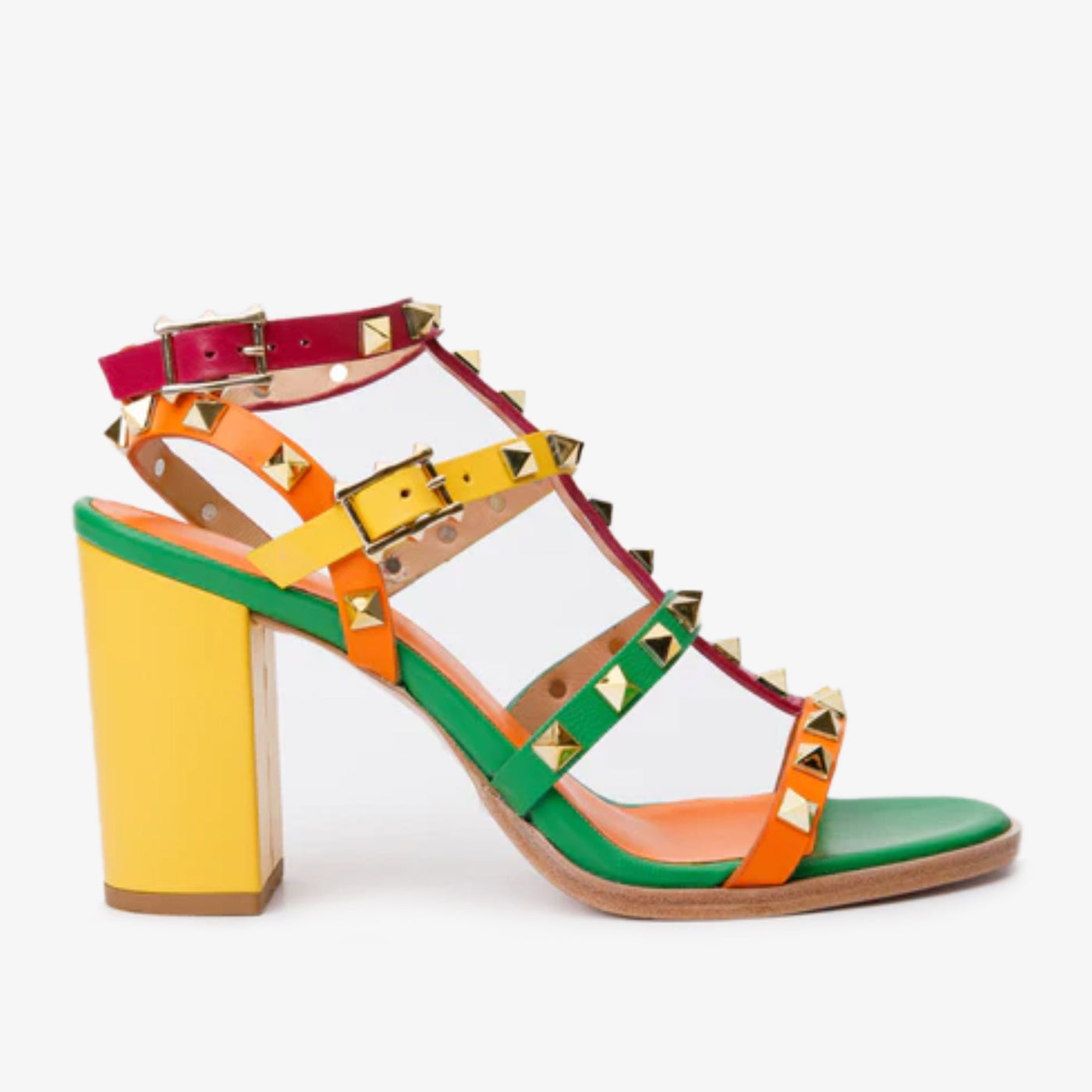 The Nejapa Block Heel Multicolor Leather Women Sandal - Glamourous Grace