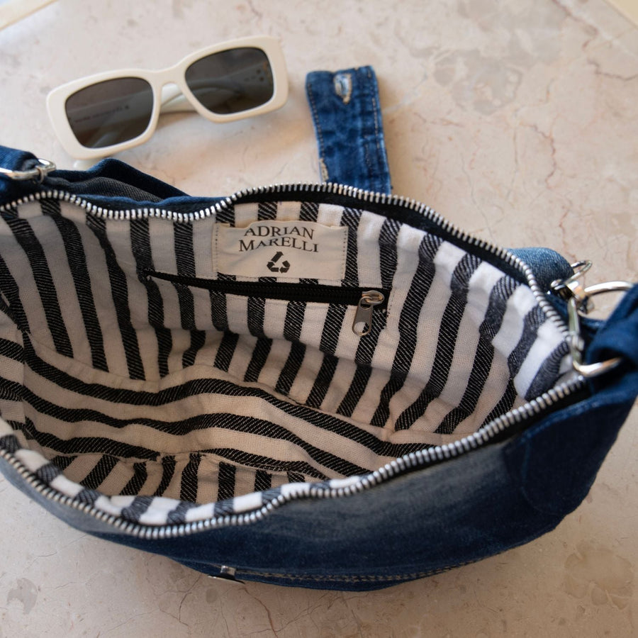 Brooklyn Crescent — Upcycled Denim Crossbody