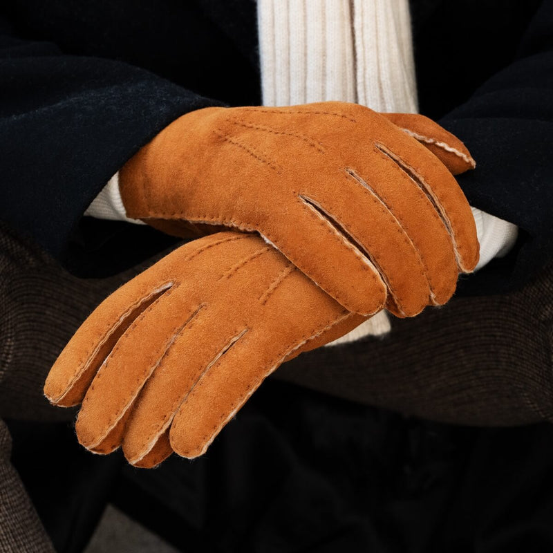 Tommaso - Italian suede leather gloves with luxurious natural sheep fur lining - Glamourous Grace