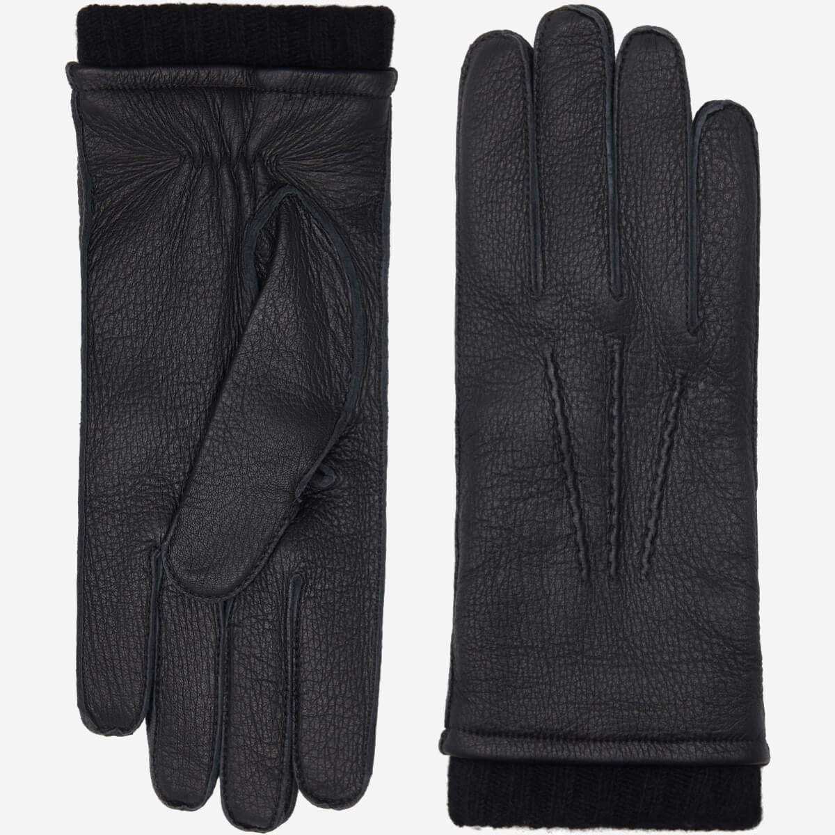 Vittoria (black) - Italian gloves made of American deerskin leather with cashmere lining - Glamourous Grace