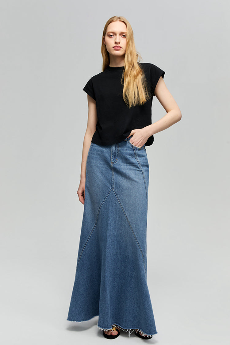 Ocean Wave Denim Skirt HJ821 - Glamourous Grace