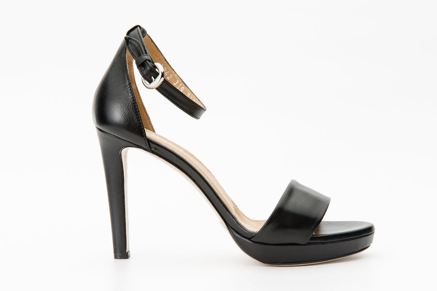 The Aksu Black Leather Ankle Strap Women Sandal Final Sale! - Glamourous Grace
