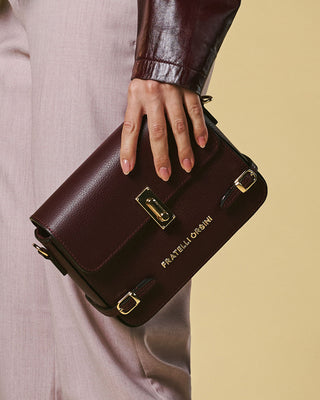Mirella (eggplant) - Italian calf leather women's crossbody bag (with shoulder strap) - Glamourous Grace