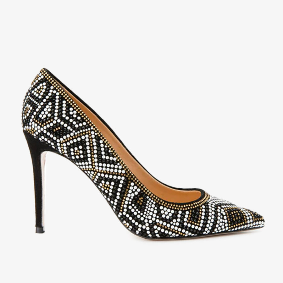The Nampula Black Glitter Leather Pump Women Shoe - Glamourous Grace