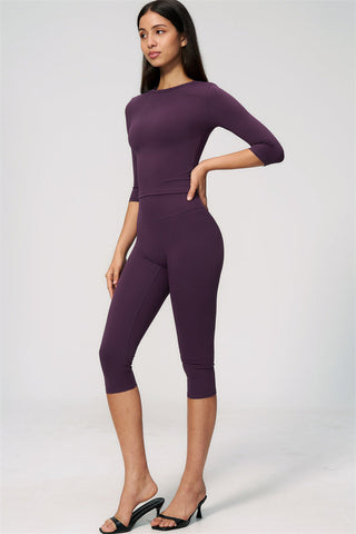 The Natalia Half-Sleeve Top Capri Leggings 2-Piece Set