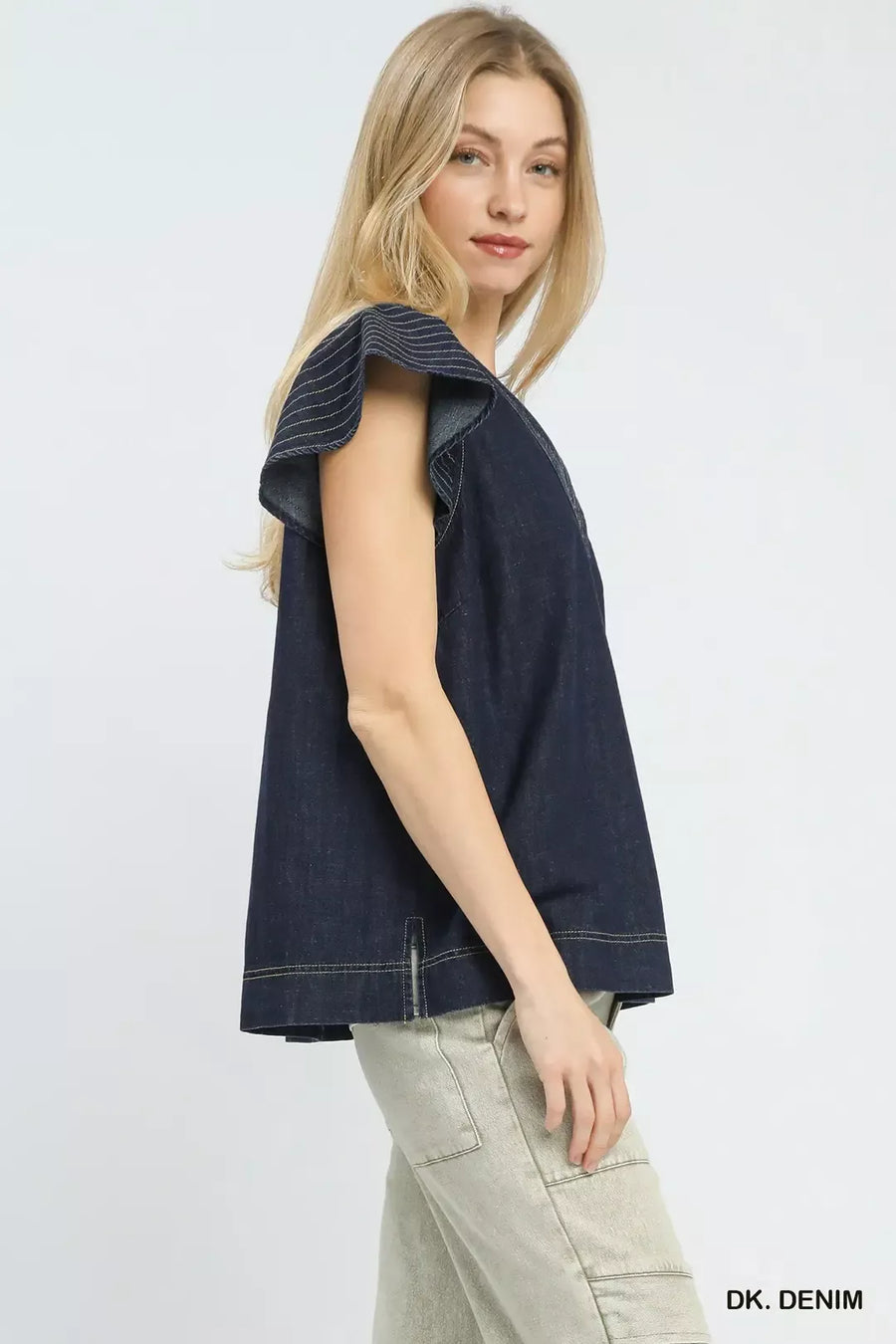 Umgee Cap Sleeve Denim Top - Glamourous Grace