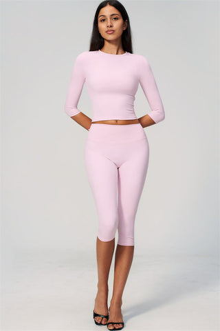 The Natalia Half-Sleeve Top Capri Leggings 2-Piece Set