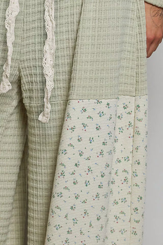 POL Patchwork Mixed Knit Wide Leg Pants - Glamourous Grace