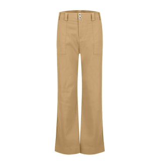 Women's Multi Pocket Stretch Elastic Waist Twill Cotton Pants  High Waisted, Comfortable Form Fitting  Formal Casual Wide Leg Pants