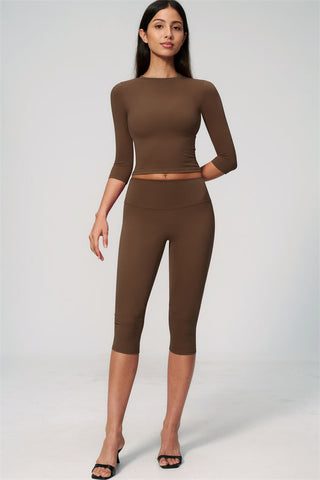 The Natalia Half-Sleeve Top Capri Leggings 2-Piece Set