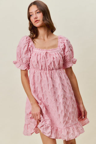 SO ME Texture Woven Ruching On Bust Mini Dress in Pink - Glamourous Grace
