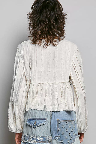 POL Square Neck Lace Long Balloon Sleeve Top - Glamourous Grace