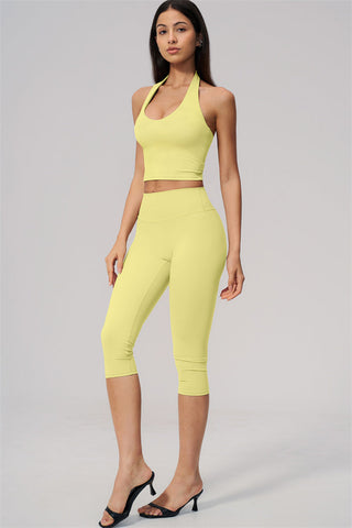 The Twirl Wide Strap Halter Crop Top