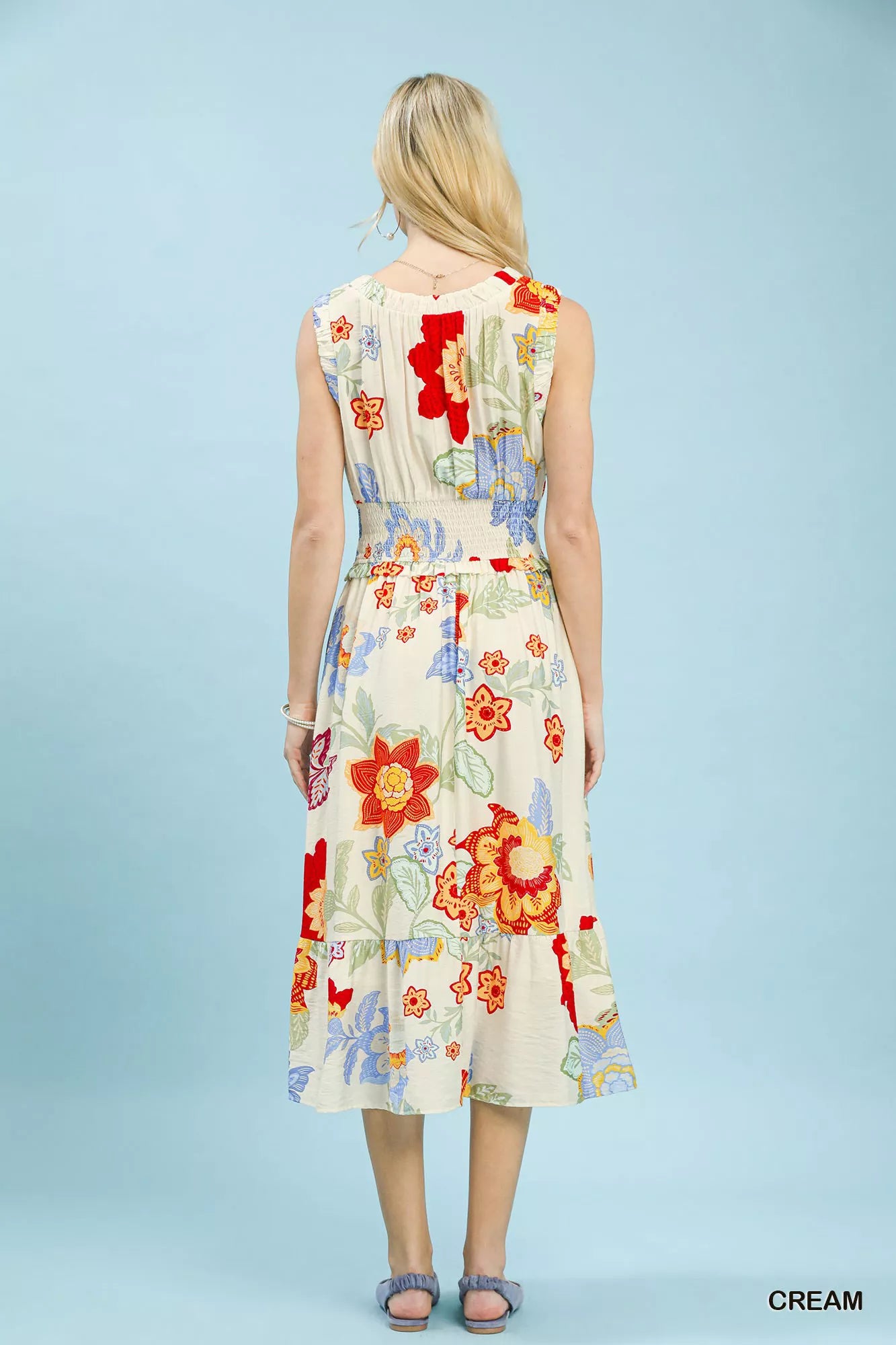 Umgee Floral Smocked Midi Dress - Glamourous Grace