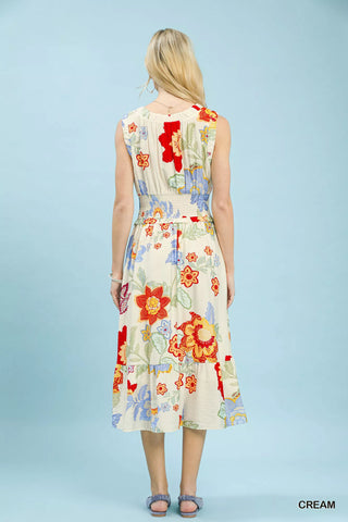 Umgee Floral Smocked Midi Dress - Glamourous Grace