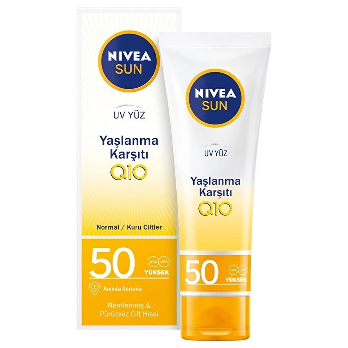 Nivea Sun SPF 50+ Anti-Aging Q10 Facial Sunscreen: Daily Sun Protection for Wrinkles & Dark Spots, Broad Spectrum UVA/UVB Defense - Glamourous Grace